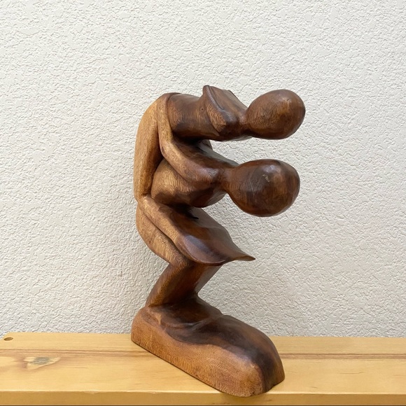 Ocean Blue Company Wood Carved Statue Sculpture Abstract Man Woman Yoga MCM - Picture 2 of 12